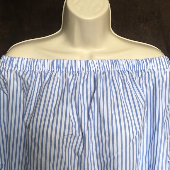 No Comment Plus Off the Shoulder Striped Lace Top - Picture 3 of 7